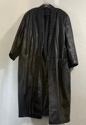 VTG General Clothing Co 100% Genuine Leather Trench Coat Women’s Size L thumbnail 1
