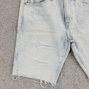 American Eagle Womens Shorts 31" Blue Denim Acid Wash Distressed Cut Off Bermuda thumbnail 8