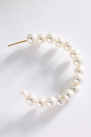 NWT $44 Anthropologie Small Pearl Hoop Earrings 1.5” Length thumbnail 2