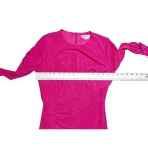 ASOS‎ Urban Revivo Pink Long Sleeve Slinky Mini Ruched Side Dress Size 6 thumbnail 4