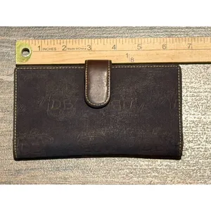 Dooney & Bourke Monogram Jacquard Leather Trim Bifold Long Wallet Brown Vintage thumbnail 4