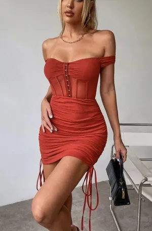 Terra cotta corset dress Red Size M thumbnail 5