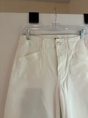 Paige Anessa High Rise Wide Leg Ankle Jeans in Tonal Ecru size 27 thumbnail 5