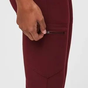 Figs Zamora Jogger Scrub Pants Burgundy Drawstring Waist Slim Fit Pant Small thumbnail 3