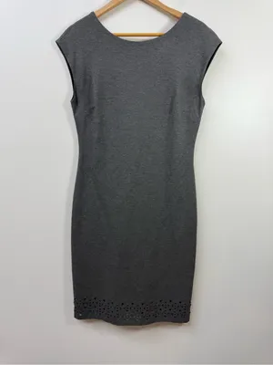 Banana Republic Dark Charcoal Sheath Dress with Laser-Cut Hem size 6T thumbnail 3