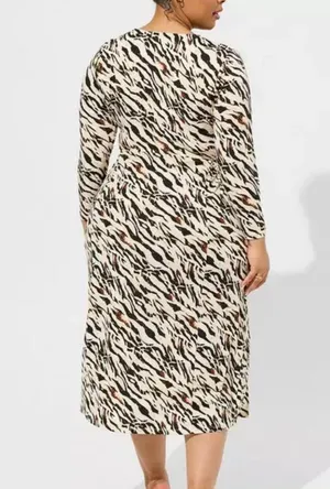 Torrid NWT Maxi Studio Knit Midi Dress Watercolor Zebra Tan Brown Orange Size 2X thumbnail 3