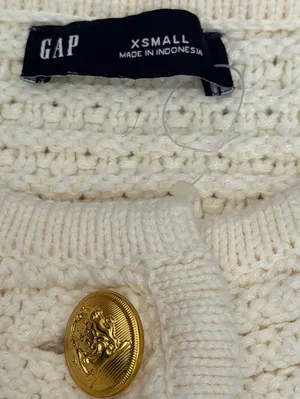 Gap Textured Sweater Jacket in the color Ivory Frost Size XSmall thumbnail 4