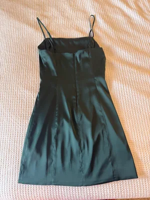 Aritzia Sunday Best Dress Mini Satin Green thumbnail 4