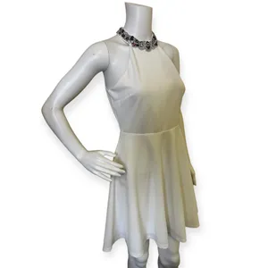 Lulus White Halter Neck Fit Rhinestone Flare Dress - Elegant Women's Party Dress thumbnail 2