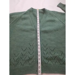 Green Women’s Cardigan Sweater Size Large Button Chunky Knit Grandmacore Spring thumbnail 9