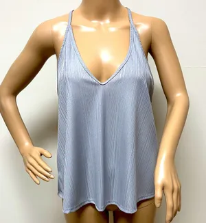 Free People Intimately Free Gray Ribbed Swing Racerback Tank Top Size S thumbnail 1