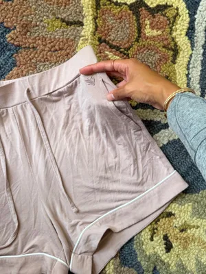Cozy Earth Women's Blush Short-Sleeve Pajama Shorts‎ with Contrast Trim Tannish thumbnail 3