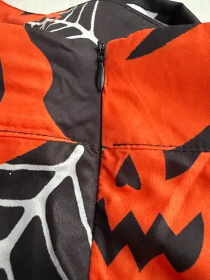 SHEIN Black & Orange Halloween Pumpkin A-Line Skirt thumbnail 4