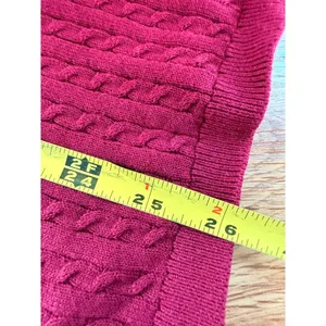 Tommy Hilfiger Cable Knit V-Neck Cotton Sweater Red Large TJROSK305C thumbnail 5