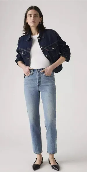 Levi's 30x28 Premium Wedgie Straight Ankle Women's Jeans Invest Access Med Wash thumbnail 1