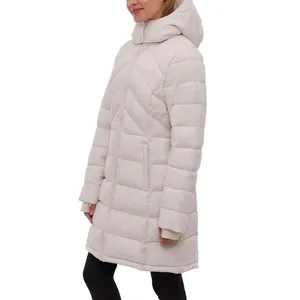 BENCH Long Hooded Puffer Coat Removable Hood Pockets‎ Minimalist Quilted X-Small thumbnail 5