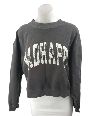Madhappy Women's Charcoal Gray Spellout Logo Long Sleeve Sweatshirt Top Size L thumbnail 1
