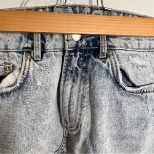Zara Trafaluc Women's Sz Small Cut Off Denim Mini Skirt Light Acid Wash Distress thumbnail 5