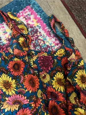 Natural Life Patti Tie-Front Maxi Dress Sunflower Floral Size M Bobo Hippie thumbnail 9