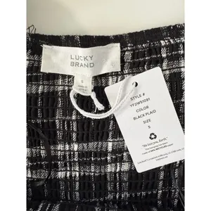 Lucky Brand Black Plaid Smocked Midi Dress‎ Grunge Cottagecore Long Sleeve NWT thumbnail 6
