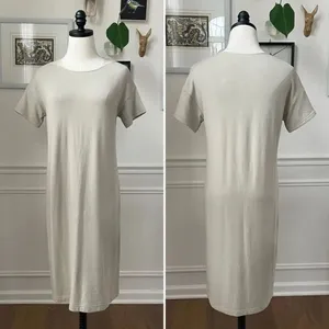 Lafayette 148 New York Taupe Stretchy Shift Dress P S thumbnail 2