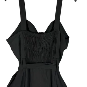 Nine West Womens Black Sweetheart Neckline Smocked Back Jumpsuit XL Tapered Leg thumbnail 4