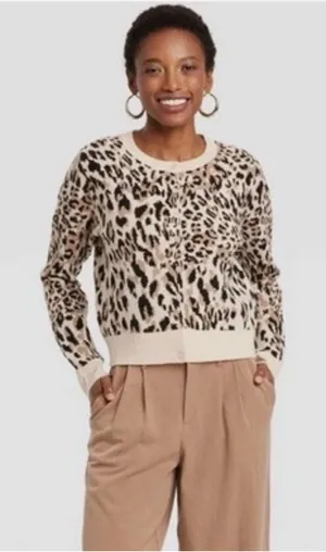 A new day Leopard Print Women's Sweater size Large thumbnail 1