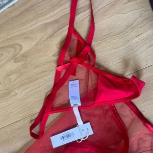 Adore Me Red Mesh Chemise with Satin Bow thumbnail 6