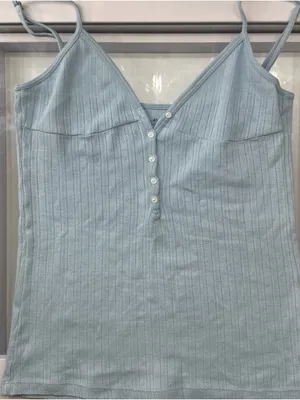 Brandy Melville Light Blue Button Up Camisole Tank Top (Ready To Ship) thumbnail 1