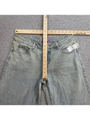 Edikted Bow Pocket Relaxed Jeans Womens M 32 Light Wash Wide Leg Coquette Denim thumbnail 4