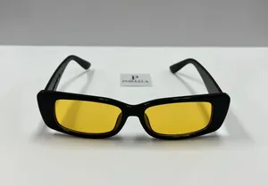 Retro Style Rectangle Sunglasses With Yellow Lenses/ Yellow Lenses Sunglasses thumbnail 1