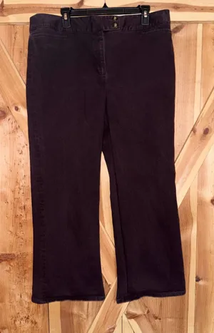 Y2K George Mark Eisen Women 18 Dark Brown Corduroy Twill Trousers Low Rise Pants thumbnail 1