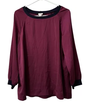 J.Crew Women Size Medium Long Sleeve Top‎ Satin Feel Lightweight Business Casual thumbnail 1