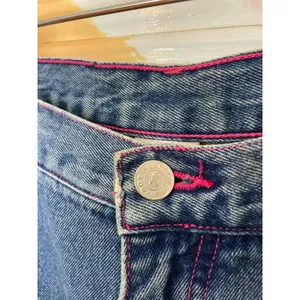 Playboy Bunny Denim Cutoff Shorts Pink Stitch Y2K Made USA Womens 7 thumbnail 6