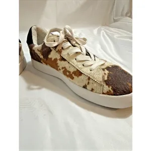 Very G Eva Faux Cow Hide Sneakers Women’s 8 Lace Up Deck Shoes Terry Lined thumbnail 3