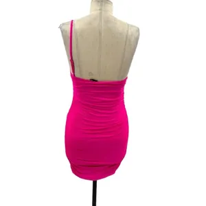 Hello Molly‎ Changed My Name Dress Hot Pink One Shoulder Ruched Size US 6 thumbnail 8