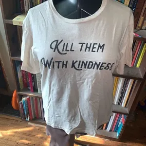 Blank Paige Kill them With Kindness L ivory graphic basic tee thumbnail 2
