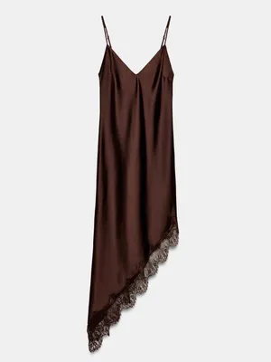 Nwt Zara Satin Effect Lace Dress Size S thumbnail 5