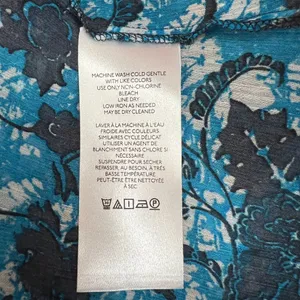 By Anthropologie Blouse Top Womens Large Blue Sheer Floral Boho Long Sleeve‎ Tie thumbnail 13