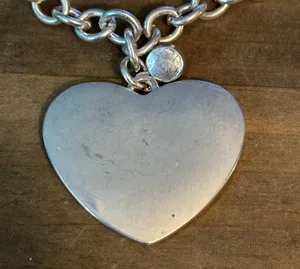 Chunky Chain Heart Pendant Necklace Silver thumbnail 4