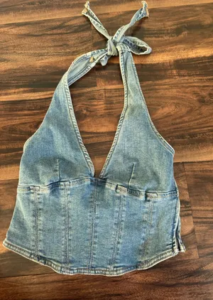 Garage Denim Halter Top  thumbnail 1