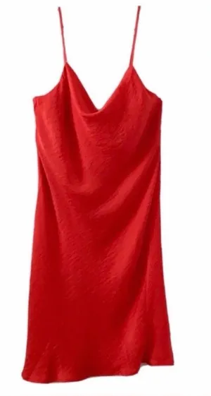 NWT Lulus red satin slip dress cowl neck going out dress medium thumbnail 1