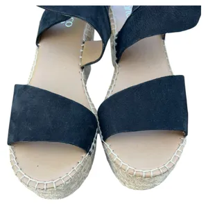 Franco Sarto Tulsa ‎ Black Espadrille Wedge Sandals Women's Size 8.5 M 4" Heel thumbnail 8