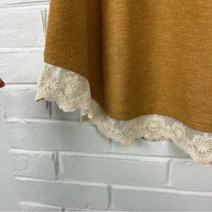 LOGO Lori Goldstein Waffle Knit Crotchet Trim Top Size XS thumbnail 7