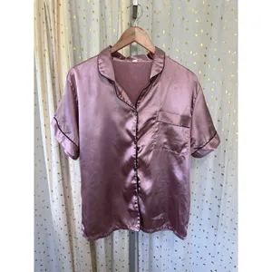 Unbranded Mauve Pink Button Down Pull On Shorts Satin Pajamas PJ Set XL thumbnail 2