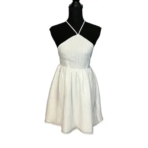 Lovers + Friends White Halter Mini Dress SMALL Fit Flare Party Festival $200 NEW thumbnail 4