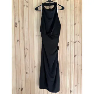 NWT Lulus Gorgeous Season Black Satin Backless Midi Dress Open back Party Size M thumbnail 2