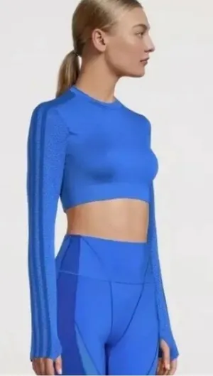 Adidas Ivy Park Cropped Long Sleeve Performance Top Gym Training Workout Size M thumbnail 1