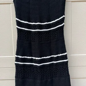 Abercrombie & Fitch Black White Crochet Mini Dress Sz XS Summer Vacation Resort thumbnail 8