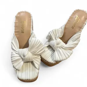 White and cream flat wedge Size 6 thumbnail 1